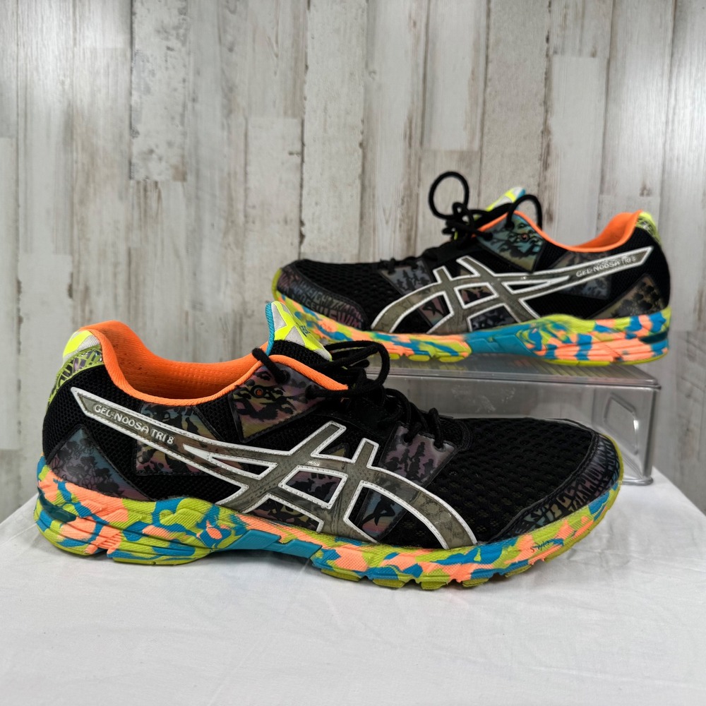 ASICS Running Shoes Mens 13 Black Gel-Noosa Tri 8 T306N Neon Multi Athletic